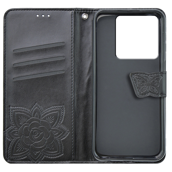 Klapkové puzdro pre Xiaomi Poco X6 5G, Butterfly, čierne