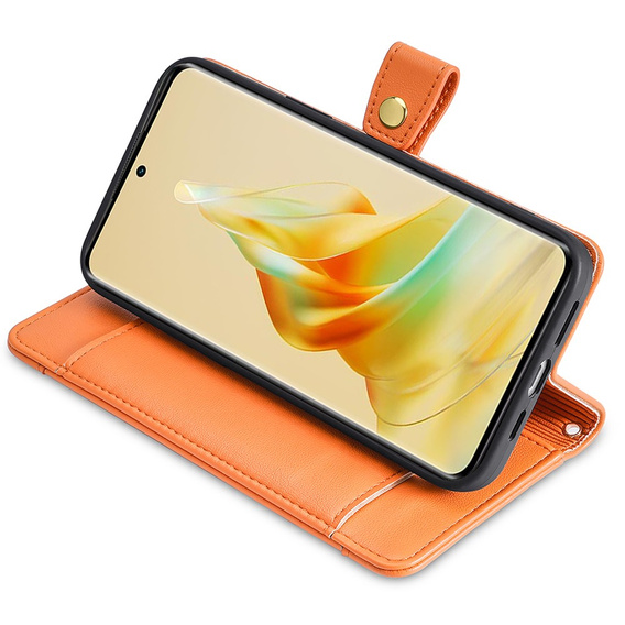 Klapkové puzdro pre Oppo Reno8 T 4G, Wallet Zipper Pocket, oranžové