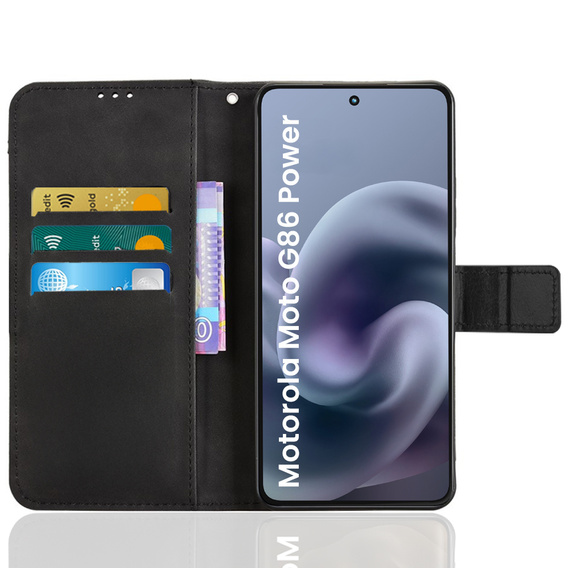 Klapkové puzdro pre Motorola Moto G86 Power 5G, Crazy Horse Wallet, čierne