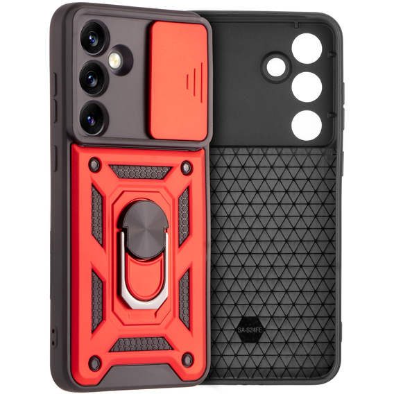 Obal na mobil pre Samsung Galaxy S24 FE, CamShield Slide, červené