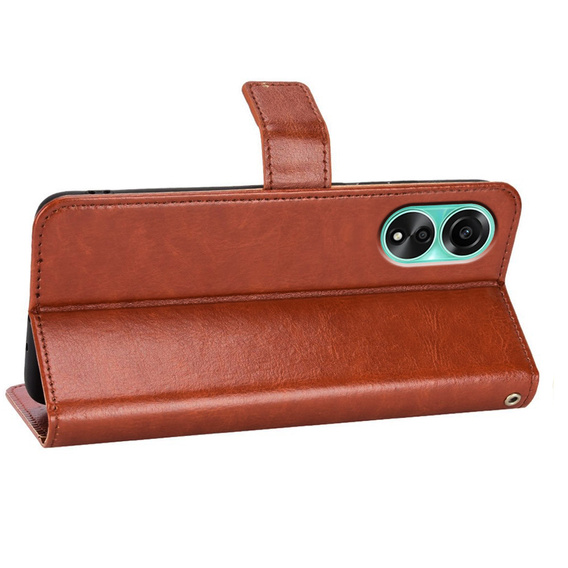 Klapkové puzdro pre Oppo A98 5G, Crazy Horse Wallet, hnedé