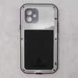 Love Mei Obal na mobil pre iPhone 12, armored with glass, sivé