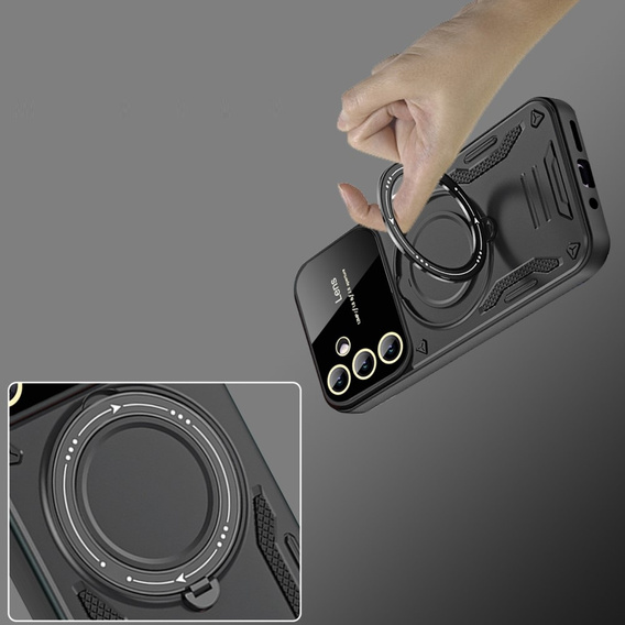 Pancierované puzdro pre Honor Magic 6 Lite 5G, Magnetic Ring, čierne