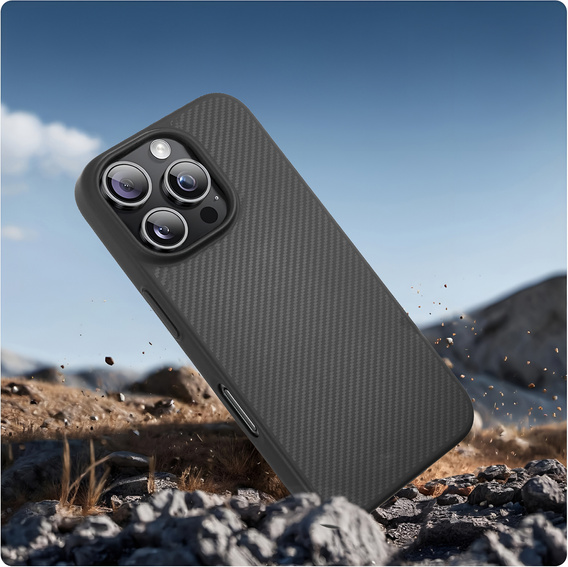 Puzdro pre iPhone 16 Pro, Aramid Fiber Cover, čierne