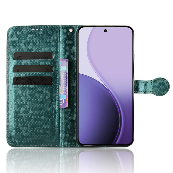 Klopové puzdro pre Oppo Reno 14, Wallet Rhombus, zelené
