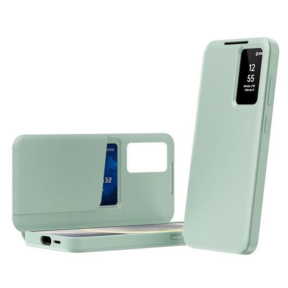 Flipové puzdro pre Samsung Galaxy A55 5G, Smart View Wallet, zelený