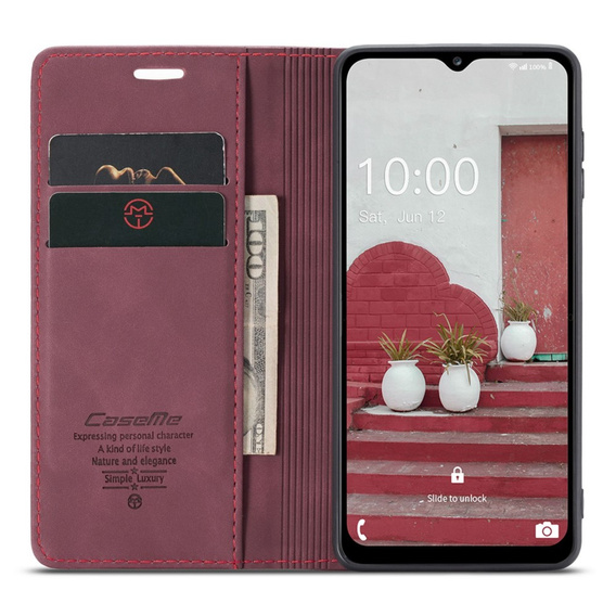CASEME puzdro pre Samsung Galaxy M33 5G, Leather Wallet Case, bordové