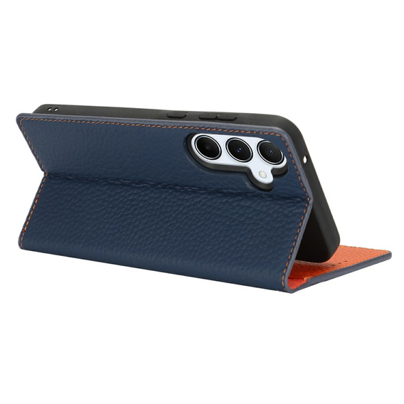 Klapkové puzdro pre Samsung Galaxy S25+ Plus, Litchi Skin Grain, tmavomodré