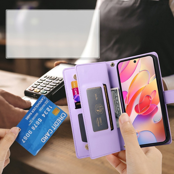 Klapkové puzdro pre Samsung Galaxy A56 5G, Wallet Zipper Pocket, fialové