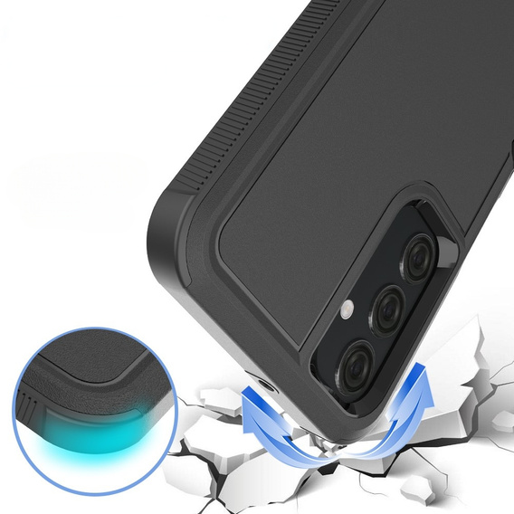 Pancierované puzdro pre Samsung Galaxy A25, dvojvrstvové, čierne + 9H sklo