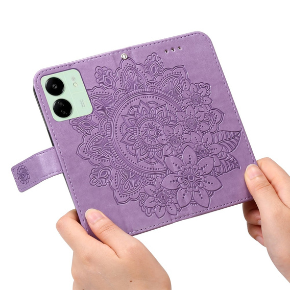 Klapkové puzdro pre Xiaomi Redmi 13C / Poco C65, Mandala Flower, fialové