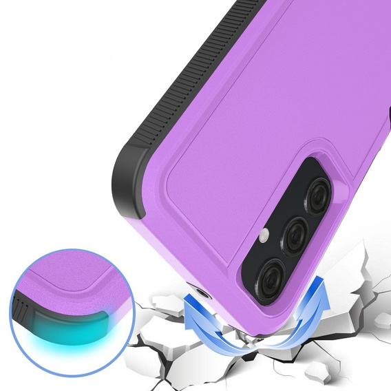 Pancierované puzdro pre Samsung Galaxy A25, dvojvrstvové, fialové + 9H sklo