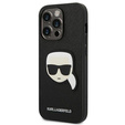 Karl Lagerfeld Obal na mobil pre iPhone 14 Pro Max, Saffiano Karl's Head Patch, čierne