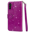 Klapkové puzdro pre Samsung Galaxy A36 5G, Wallet Zipper Pocket Glittery, fialové