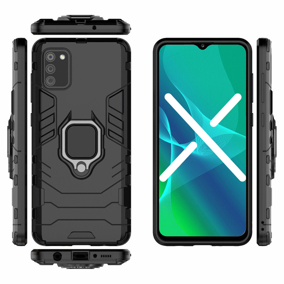 Obal na mobil pre Samsung Galaxy A03s, Kickstand Ring, čierne