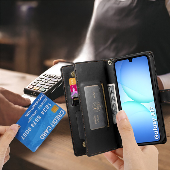 Flipové puzdro Wallet Zipper Pocket pre Samsung Galaxy A17 5G, Wallet Zipper Pocket, čierne