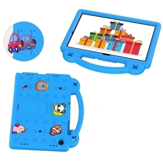 Detské puzdro pre Samsung Galaxy Tab A9+, Cute Patterns, so stojanom, modré