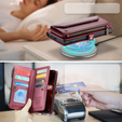 Puzdro CASEME pre Samsung Galaxy S24 FE, RFID Leather Wallet, s popruhom cez rameno, červené