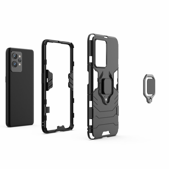 Obal na mobil pre Realme GT2 Pro, Kickstand Ring, čierne