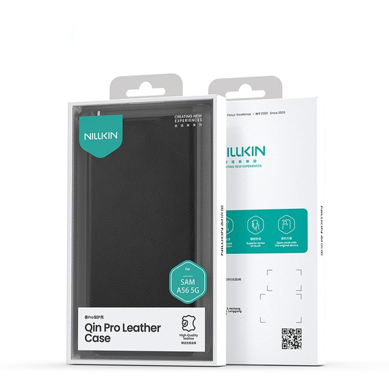Flipové puzdro NILLKIN pre Samsung Galaxy A56, CamShield Qin Pro, kožené, čierne