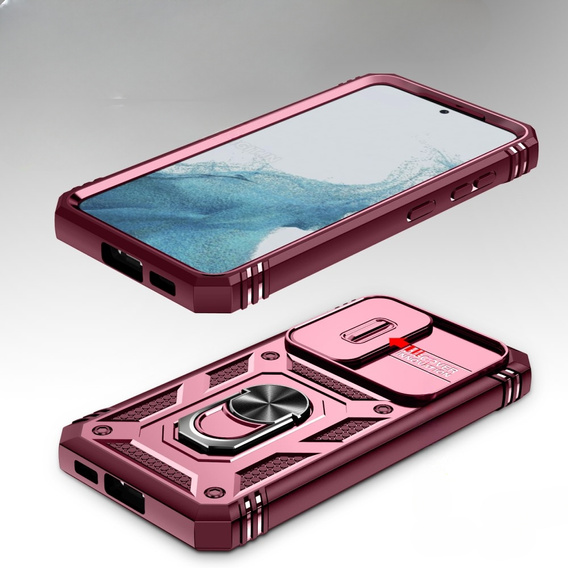Obal na mobil pre Samsung Galaxy S23 Plus, CamShield Slide, ružové / červené
