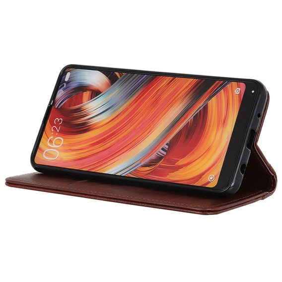 Obal na mobil pre Samsung Galaxy A55 5G, Wallet Litchi Leather, hnedé