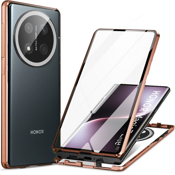 Puzdro pre Honor Magic 7 Lite, Magnetic Dual Glass, oranžové