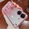 Puzdro pre Xiaomi Redmi 13C / Poco C65, Glitter Flower, ružové rose gold