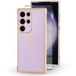 Puzdro pre Samsung Galaxy S23 Ultra, Electro heart, fialové + Full Glue Ceramic Glass