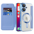 Klapkové puzdro pre iPhone 16, RFID Wallet MagSafe CamShield, modré