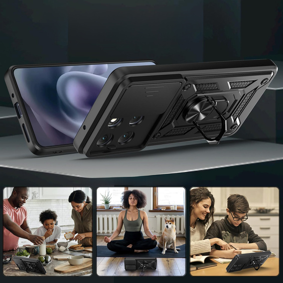 Obal na mobil pre Motorola Moto G86 5G, CamShield Slide, čierne