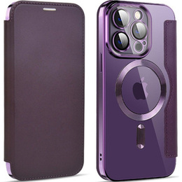 Klapkové puzdro pre iPhone 14 Pro, RFID Wallet MagSafe CamShield, fialové