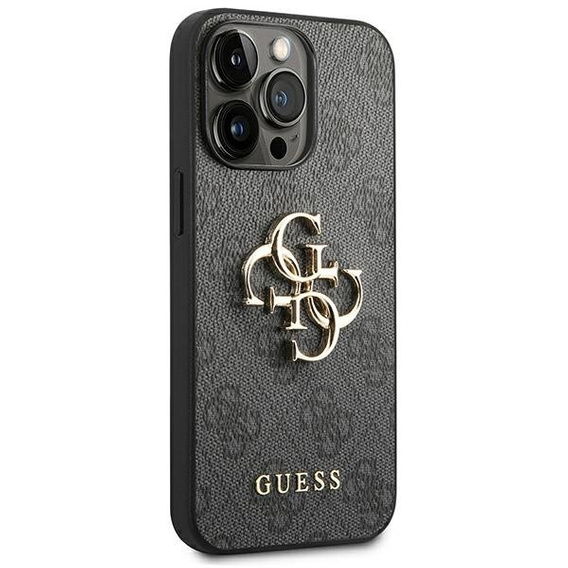 GUESS Obal na mobil pre iPhone 14 Pro, 4G Big Metal Logo, sivé