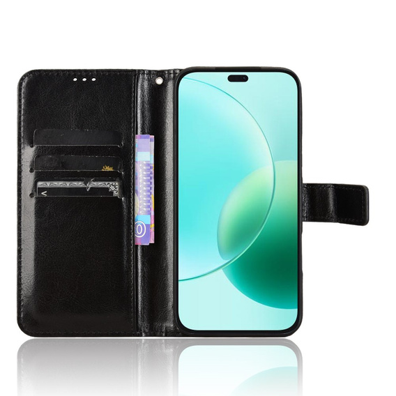 Klapkové puzdro pre Honor 400 Lite, Crazy Horse Wallet, čierne