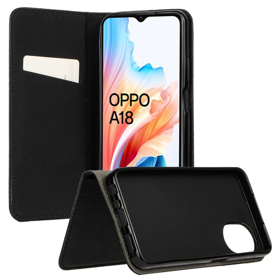 Puzdro pre Realme C67 4G, Smart Magnet, čierne + sklo 9H