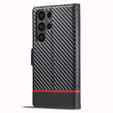 Klapkové puzdro pre Samsung Galaxy S23 Ultra, Carbon LC.IMEEKE, čierne