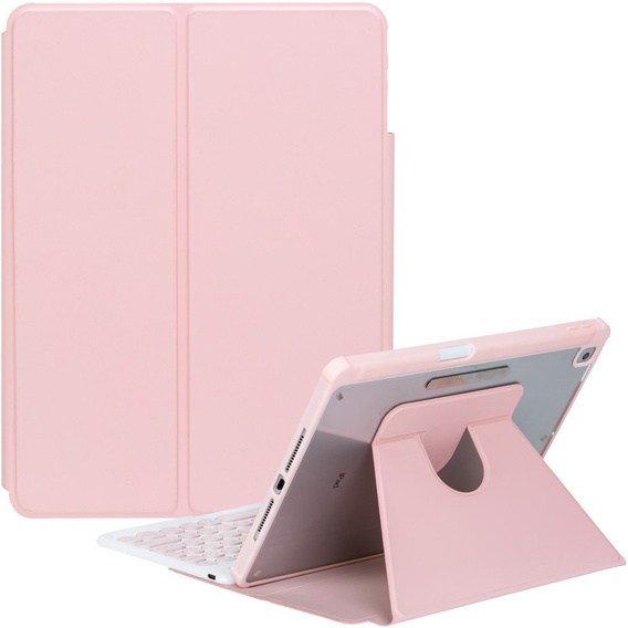 Puzdro s klávesnicou pre iPad 11" 2025 A16 (11 gen.) / iPad 10.9" 2022 (10 gen.), Rotary 360° Leather, ružové rose gold