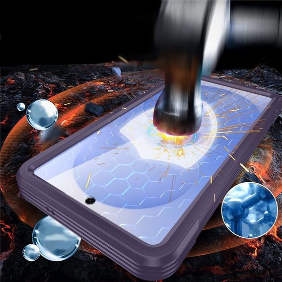 Nárazuvzdorné puzdro so sklom, pre MagSafe pre Samsung Galaxy S26 Plus, fialové