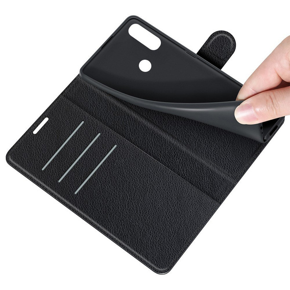 Klapkové puzdro pre Motorola Moto E7 Power / E7i Power, Wallet Litchi Texture, čierne