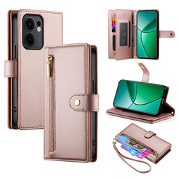 Klapkové puzdro pre Oppo Reno 13F 5G, Wallet Zipper Pocket, ružové