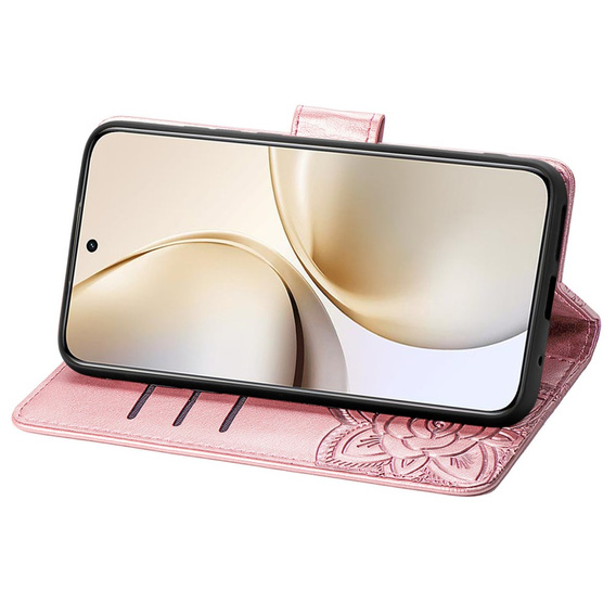 Klapkové puzdro pre Realme 14 Pro 5G, Butterfly, ružové rose gold