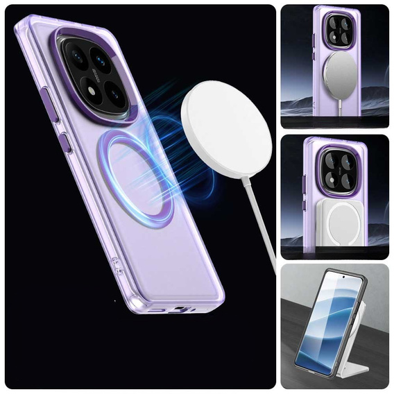 Puzdro pre Xiaomi Redmi Note 14 Pro 5G / Poco X7 5G, Fusion Hybrid, pre MagSafe, fialové