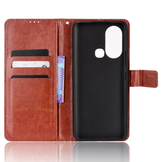 Klapkové puzdro pre Infinix Hot 11s, Crazy Horse Wallet, hnedé
