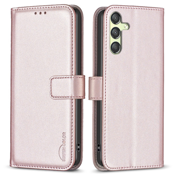 Klapkové puzdro pre Samsung Galaxy A25 5G, BINFEN Wallet, ružové rose gold + 9H sklo