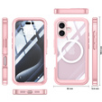 Puzdro pre iPhone 16 Plus, Shockproof, so sklom, pre MagSafe, ružové