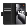 Puzdro pre Xiaomi 14T Pro, ERBORD Glossy Litchi, flipová peňaženka, čierne