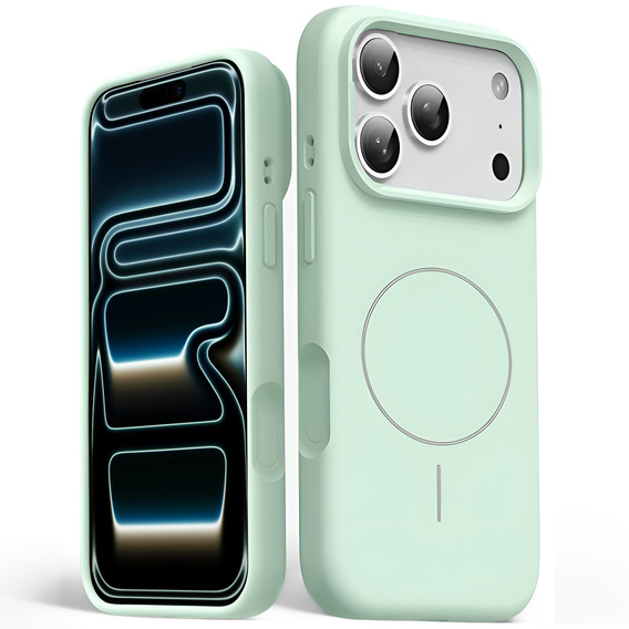 Silikónové puzdro pre iPhone 17 Pro, pre MagSafe, proti nárazom, zelené