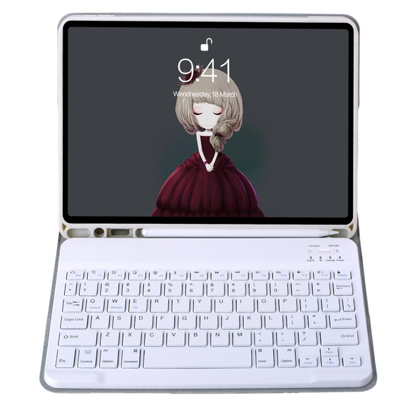 Puzdro s bluetooth klávesnicou pre iPad 11" 2025 A16 (11 gen.) / iPad 10.9" 2022 (10 gen.), sivé
