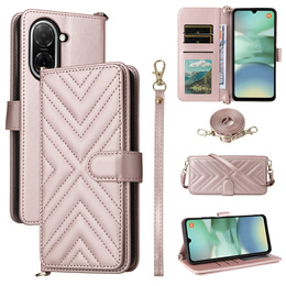 Puzdro s chlopňou pre Xiaomi Redmi A5, Crossbody Leather Wallet, ružové