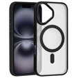 Puzdro pre iPhone 16, pre MagSafe, ERBORD Matt Case, transparentné / čierne + sklo na displej